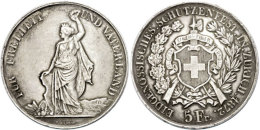 5 Franken, 1872, Zürich, HMZ 2-1343i, Ss.  Ss5 Franc, 1872, Zurich, HMZ 2-1343i, Very Fine.  Ss - Autres & Non Classés