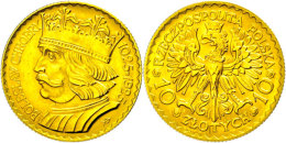 10 Zlotych, Gold, 1925, Boleslaw I. Chrobry, Fb. 116, Parchimowicz 125, Vz.  Vz10 Zlotych, Gold, 1925, Boleslaw... - Pologne