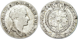 Gulden (4 Groschen), 1786, Stanislaus August, EB, Gumowski 2371, Ss.  SsGuilder (4 Groschen), 1786, Stanislaus... - Pologne