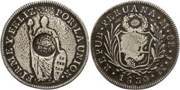 8 Reales, 1830(1828-1834), Peru (Lima) Mit Gegenstempel, KM 83, Ss.  Ss8 Real, 1830 (1828-1834), Peru (Lima)... - Philippines
