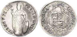 4 Reales, 1857, Pasco, Z In O, KM 151.10, Schöne Patina, Ss.  Ss4 Real, 1857, Pasco, Z In O, KM 151. 10,... - Pérou