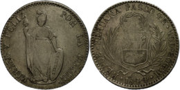 4 Reales, 1844, Pasco, KM 151.5, Avers Berieben, Ss.  Ss4 Real, 1844, Pasco, KM 151. 5, Aversum Rubbed, Very... - Pérou