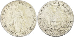 4 Reales, 1840, Arequipa, KM 151.2, Kratzer, Ss.  Ss4 Real, 1840, Arequipa, KM 151. 2, Scratch, Very Fine.  Ss - Pérou