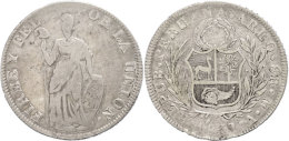 8 Reales, 1839, Arequipa, KM 142.7, Randfehler, S. Sehr Selten!  S8 Real, 1839, Arequipa, KM 142. 7, Margin... - Pérou