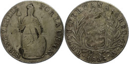 4 Reales, 1836, Arequipa, KM 151.2, Kratzer, Berieben, S.  S4 Real, 1836, Arequipa, KM 151. 2, Scratch, Rubbed,... - Pérou