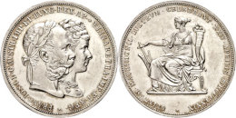 Doppelgulden, 1879, Franz Joseph I., Zur Silbernen Hochzeit, Kl. Rf., Vz.  VzDouble Guilder, 1879, Francis... - Autriche
