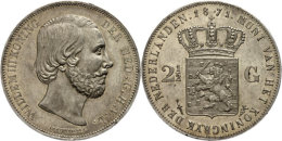 2 1/2 Gulden, 1871, Wilhelm III., KM 82, Randfehler, Vz.  Vz2 + Guilder, 1871, Wilhelm III., KM 82, Margin... - Autres & Non Classés