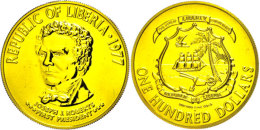 100 Dollar, Gold, 1977, Joseph Jenkins Roberts, KM 36, Schön 39, Auflage Lt. Schön Nur 787 Stück,... - Liberia