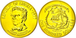 100 Dollar, Gold, 1977, Joseph Jenkins Roberts, KM 36, Schön 39, Auflage Lt. Schön Nur 787 Stück,... - Liberia