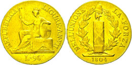 Ligurische Republik, 96 Lire, Gold, 1804, Liguria Sitzend, Fb 448, KM 270, Ss  SsLigurische Republic, 96 Liras,... - Autres & Non Classés