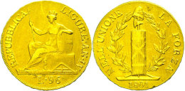 Ligurische Republik, 96 Lire, Gold, 1801, Liguria Sitzend, Fb 448, KM 270, Kl. Randfehler, Ss  SsLigurische... - Autres & Non Classés