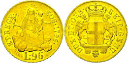 Genua, 96 Lire, Gold, 1796, Madonna Mit Kind, Fb 444, KM 251.2, Ss  SsGenoa, 96 Liras, Gold, 1796, Madonna With... - Autres & Non Classés