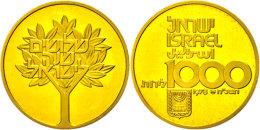 1000 Lirot, Gold, 1978, 30 Jahre Unabhängigkeit, Mit Zertifikat In Ausgabeschatulle, PP.  PP1000 Lirot,... - Israel