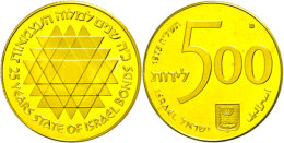 500 Lirot, Gold, 1975, 25 Jahre Staat Israel, KM 83, Mit Zertifikat In Ausgabeschatulle Aus Massivem Holz, PP. ... - Israel