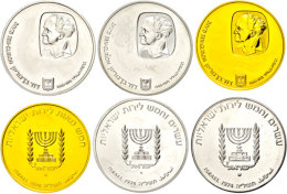 Set Zu 2 X 25 Lirot Silber Und 500 Lirot Gold, David Ben Gurion, Fb. 12, Im Folder Mit Schuber, St.  StSet To 2... - Israel