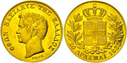 20 Drachmen, Gold, 1833, Otto I., Fb. 10, Kl. Kratzer, Vz-st.  Vz-st20 Drachma, Gold, 1833, Otto I., Fb. 10,... - Grèce