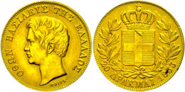 20 Drachmen, Gold, 1833, Otto I., Fb. 10, Kratzer Auf Revers, Vz.  Vz20 Drachma, Gold, 1833, Otto I., Fb. 10,... - Grèce