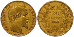 20 Francs, 1858, Gold, Napoleon III., Mzz A Paris, Fb. 573, Gadoury 1061, Schl. 283, Vz.  Vz20 Franc, 1858,... - Autres & Non Classés