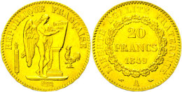 20 Francs, Gold, 1849, Stehender Genius, Fb. 565, Ss-vz.  Ss-vz20 Franc, Gold, 1849, Standing Genius, Fb. 565,... - Autres & Non Classés