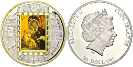20 Dollars, 2013, Masterpieces Of Art, Die Gottesmutter Von Vladimir, ¼ Oz Gold-Inlaye Und 3 Oz Silber Mit... - Cook