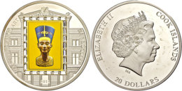 20 Dollars, 2012, Masterpieces Of Art, Nofretete, ¼ Oz Gold-Inlaye Und 3 Oz Silber Mit Altarbild, Zertifikat... - Cook