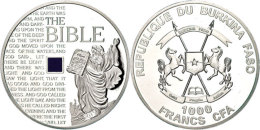 1000 Francs CFA, 2015, 1oz 999/1000 Silber Mit Nano Chip, Die Bibel, In Kapsel Und Holzetui, Mit Zertifikat,... - Burkina Faso