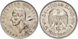 5 Reichsmark, 1934, Friedrich Von Schiller, Ss-vz., Katalog: J. 359 Ss-vz5 Reichmark, 1934, Frederic Von... - Autres & Non Classés