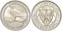 3 Reichsmark, 1930, D, Rheinlandräumung, St., Katalog: J. 345 St3 Reichmark, 1930, D, Rhineland Eviction,... - Autres & Non Classés