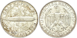 5 Reichsmark, 1930, G, Zeppelin, Min. Rf, Vz-st., Katalog: J. 343 Vz-st5 Reichmark, 1930, G, Zeppelin, Minimal... - Autres & Non Classés
