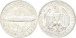5 Reichsmark, 1929, A, Graf Zeppelin, Kl. Kratzer, Vz., Katalog: J. 343 Vz5 Reichmark, 1929, A, Count Zeppelin,... - Autres & Non Classés