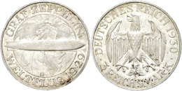 3 Reichsmark, 1929, G, Graf Zeppelin, Min. Rf, Kratzer, Vz., Katalog: J. 342 Vz3 Reichmark, 1929, G, Count... - Autres & Non Classés