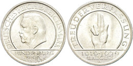5 Reichsmark, 1929, A, Hindenburg, Feine Kratzer, Vz-st., Katalog: J. 341 Vz-st5 Reichmark, 1929, A,... - Autres & Non Classés