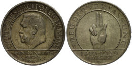 3 Reichsmark, 1929, D, Hindenburg, Ss., Katalog: J. 340 Ss3 Reichmark, 1929, D, Hindenburg, Very Fine.,... - Autres & Non Classés