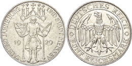 5 Reichsmark, 1929, Meissen, Kratzer, Gereinigt, Rf, Vz., Katalog: J. 339 Vz5 Reichmark, 1929, Meissen,... - Autres & Non Classés