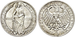 3 Reichsmark, 1928, Naumburg, Kl. Rf., Vz-st., Katalog: J. 333 Vz-st3 Reichmark, 1928, Naumburg, Small Edge... - Autres & Non Classés