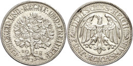 5 Reichsmark, 1828, J, Eichbaum, Kl. Rf., Vz-st., Katalog: J. 331 Vz-st5 Reichmark, 1828, J, Oak Tree, Small... - Autres & Non Classés
