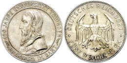 5 Reichsmark, 1927, Universität Tübingen, Berieben, Min. Schrötlingsriss Geglättet, Winz. Rf,... - Autres & Non Classés