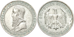 3 Reichsmark, 1927, 450 Jahre Universität Tübingen, Grünspanig, Wz. Rf., Vz-st., Katalog: J. 328... - Autres & Non Classés