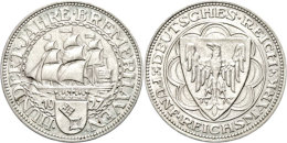 5 Reichsmark, 1927, Bremerhaven, Wz. Rf., Vz., Katalog: J. 326 Vz5 Reichmark, 1927, Bremerhaven, Watermark.... - Autres & Non Classés