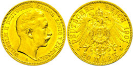 20 Mark, 1901, Wilhelm II., Kl. Rf., Vz., Katalog: J. 252 Vz20 Mark, 1901, Wilhelm II., Small Edge Nick,... - Autres & Non Classés