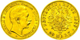 20 Mark, 1889, Wilhelm II., Kl. Rf., Kratzer, Ss., Katalog: J. 250 Ss20 Mark, 1889, Wilhelm II., Small Edge... - Autres & Non Classés