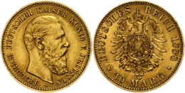 10 Mark, 1888, Friedrich III., Ss-vz, Katalog: J. 247 Ss-vz10 Mark, 1888, Frederic III., Very Fine To Extremly... - Autres & Non Classés