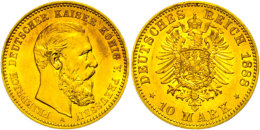 10 Mark, 1888, Friedrich III., Kl. Rf., F. Vz., Katalog: J. 247 10 Mark, 1888, Frederic III., Small Edge Nick,... - Autres & Non Classés