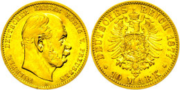 10 Mark, 1877, Wilhelm I., Randfehler, Kl. Kratzer, Ss., Katalog: J. 245 Ss10 Mark, 1877, Wilhelm I., Margin... - Autres & Non Classés