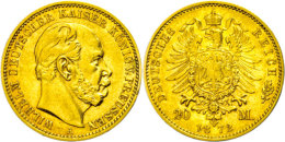 20 Mark, 1872, Wilhelm I., A, Kl. Rf., F. Vz., Katalog: J. 243 20 Mark, 1872, Wilhelm I., A, Small Edge Nick,... - Autres & Non Classés