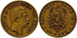 10 Mark, 1875, Ludwig III., Ss., Katalog: J. 216 Ss10 Mark, 1875, Ludwig III., Very Fine., Catalogue: J. 216 Ss - Autres & Non Classés