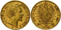 20 Mark, 1872, Ludwig II., Kleinere Randfehler, Vz., Katalog: J. 194 Vz20 Mark, 1872, Ludwig II., Smaller... - Autres & Non Classés