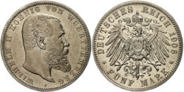 5 Mark, 1906, Wilhelm, Ss-vz., Katalog: J. 176 Ss-vz5 Mark, 1906, Wilhelm, Very Fine To Extremly Fine.,... - Autres & Non Classés