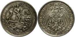 3 Mark, 1915, Wilhelm II. 100 Jahre Mansfeld, Minimale Randfehler, Ss., Katalog: J. 115 Ss3 Mark, 1915, Wilhelm... - Autres & Non Classés