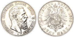 5 Mark, 1888, Friedrich III., Mzz A, Kl. Rf, F. St., Katalog: J. 99 5 Mark, 1888, Frederic III., Mzz A, Small... - Autres & Non Classés